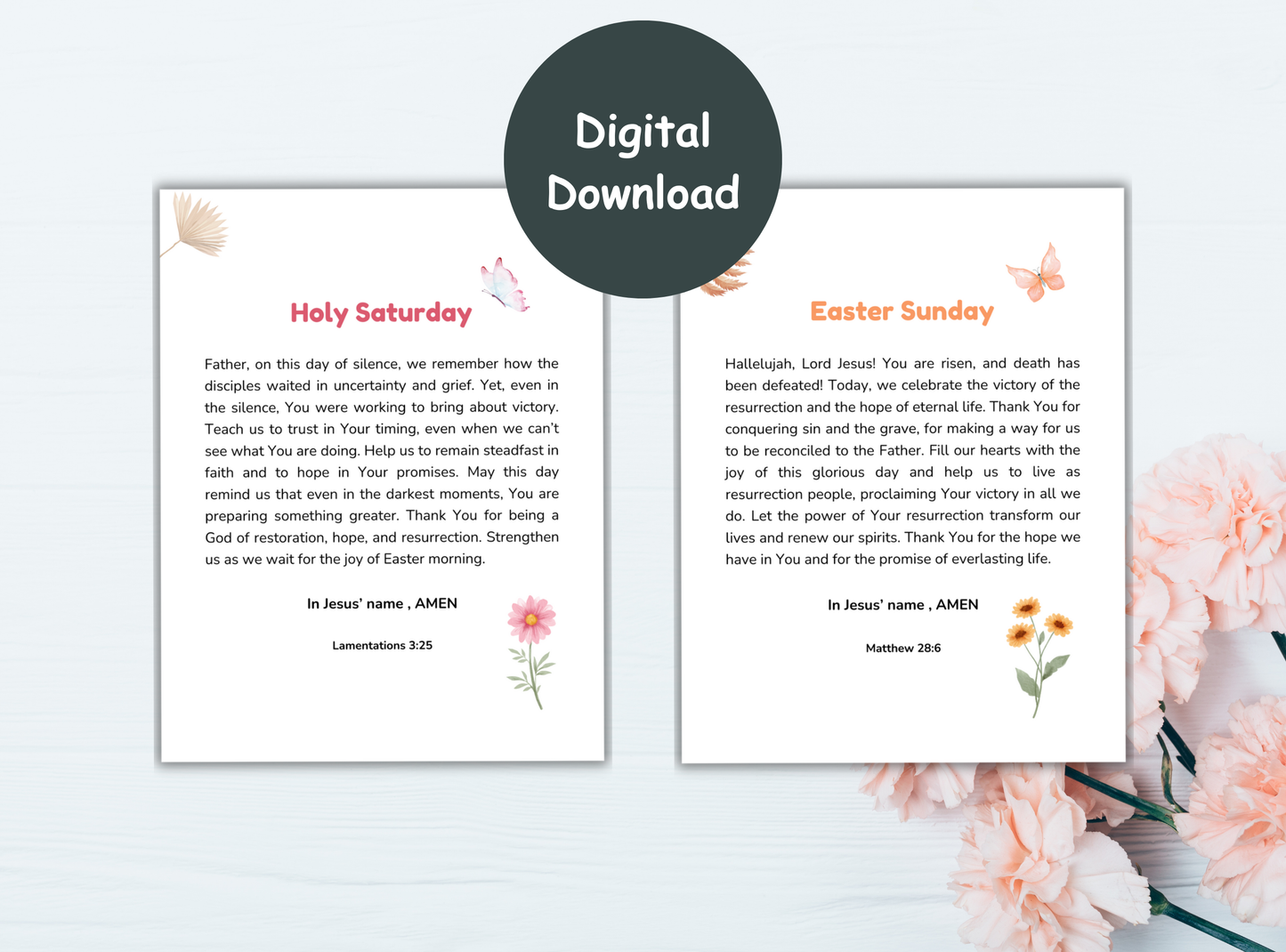 48 Adult Prayer Cards | Christian Lent Prayers | Scripture-Based Cards