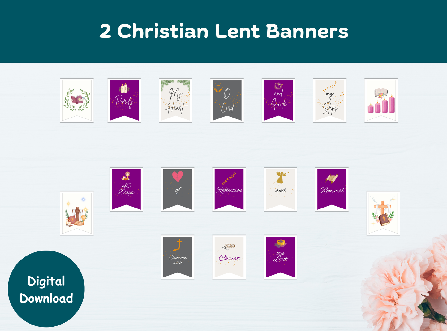 2 Banners | Christian Lent Banners | Church & Home Decor