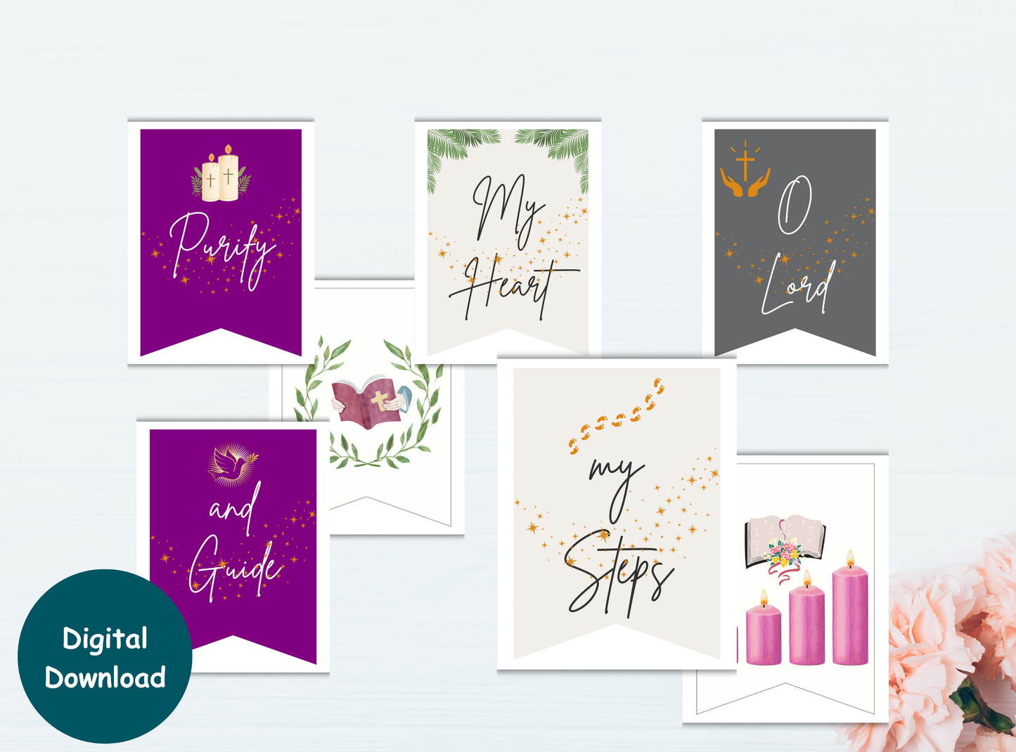 2 Banners | Christian Lent Banners | Church & Home Decor