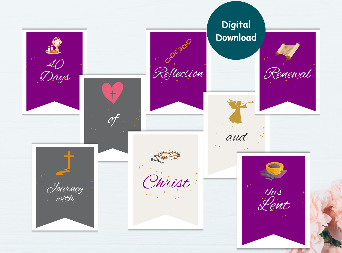 2 Banners | Christian Lent Banners | Church & Home Decor