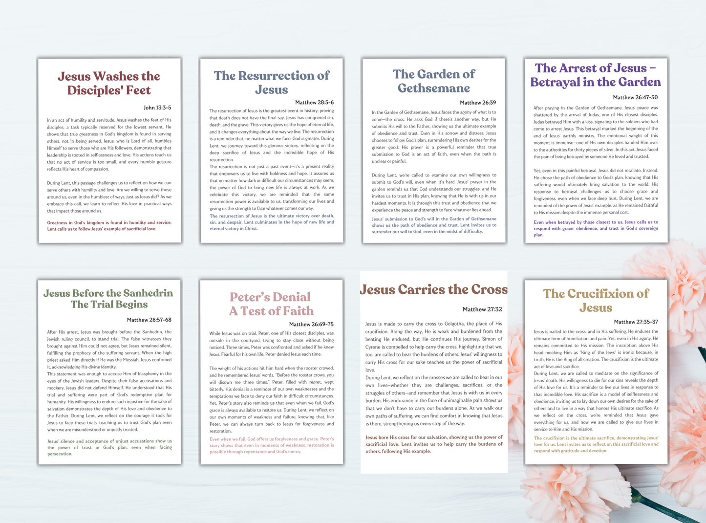 48 Devotional Story Cards | Christian Lent Devotions | Printable Scripture Cards