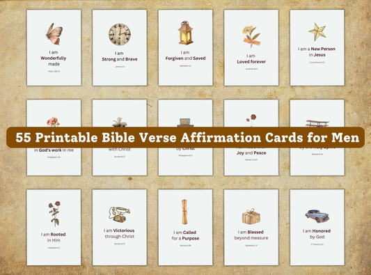 55 Printable Bible Verse Affirmation Cards for Men: Christian Motivation