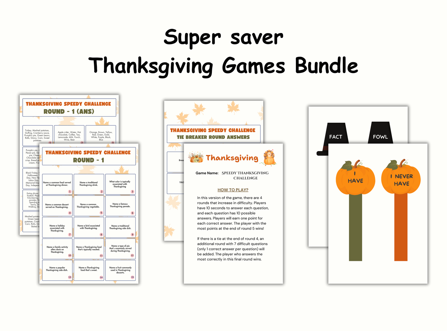 Printable Thanksgiving Games