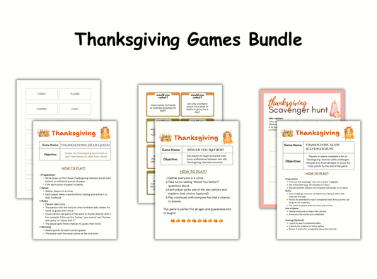 Thanksgiving Games Bundle | 25+ Fun Games and More