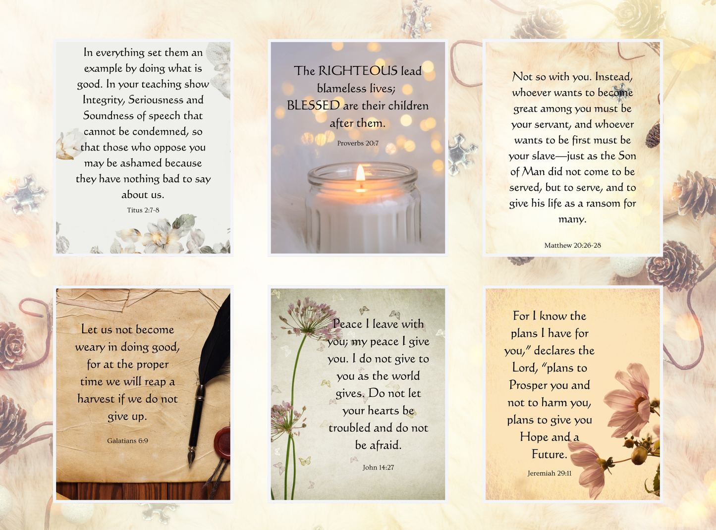 Set of 50 printable Bible verse wall art designs for men, showcasing motivational scripture in Wonderful Vintage Theme Designs.