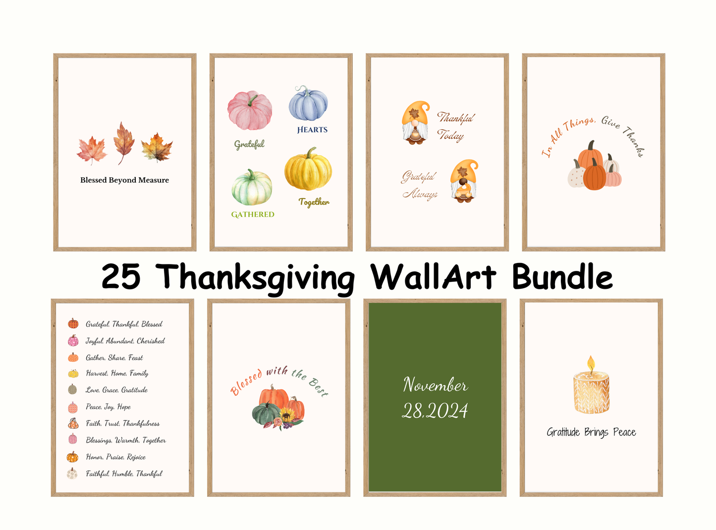 Printable Thanksgiving Wall Art for Adults | Festive and Inspirational Holiday Decor