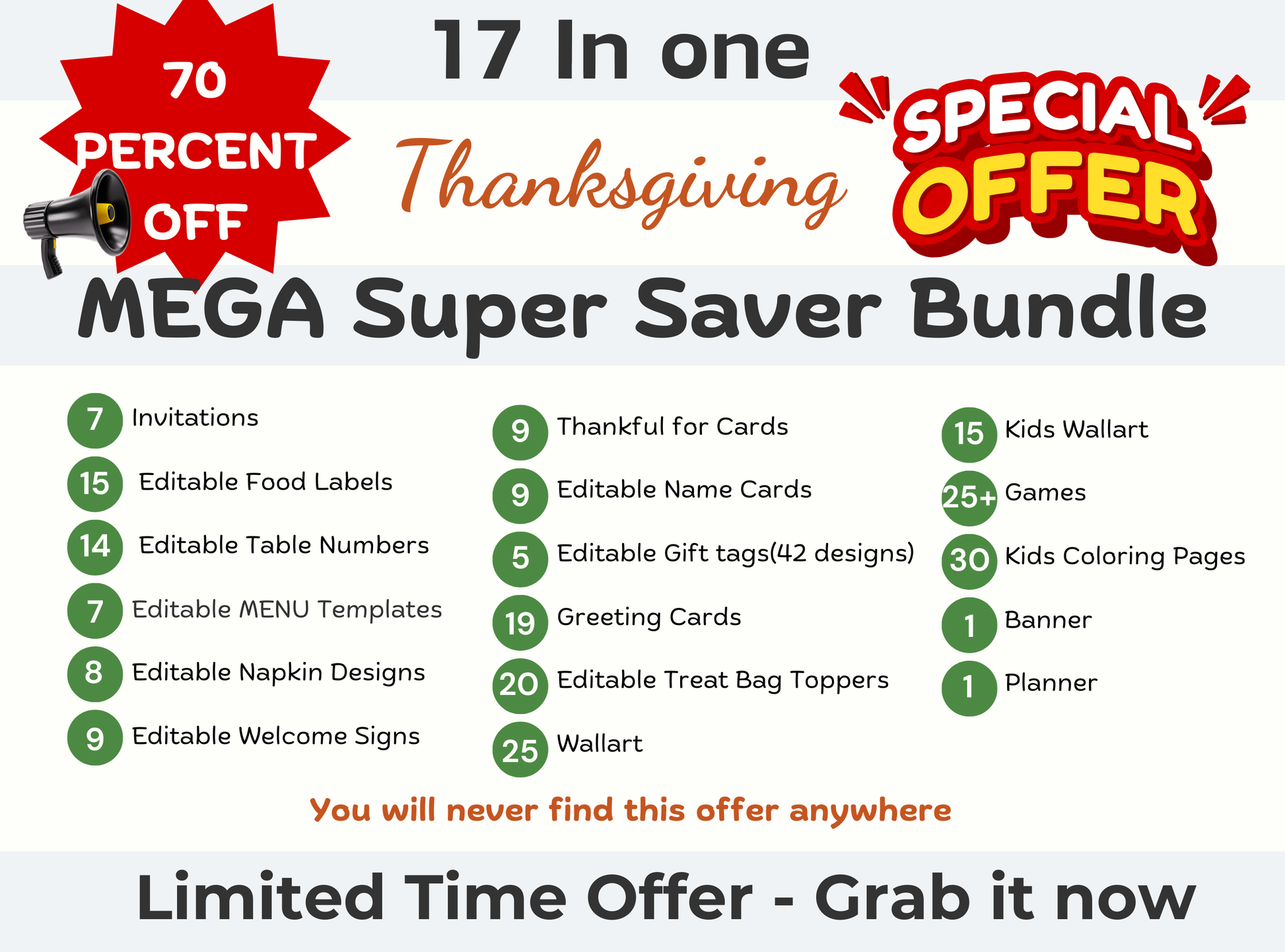 Thanksgiving Super saver Bundle