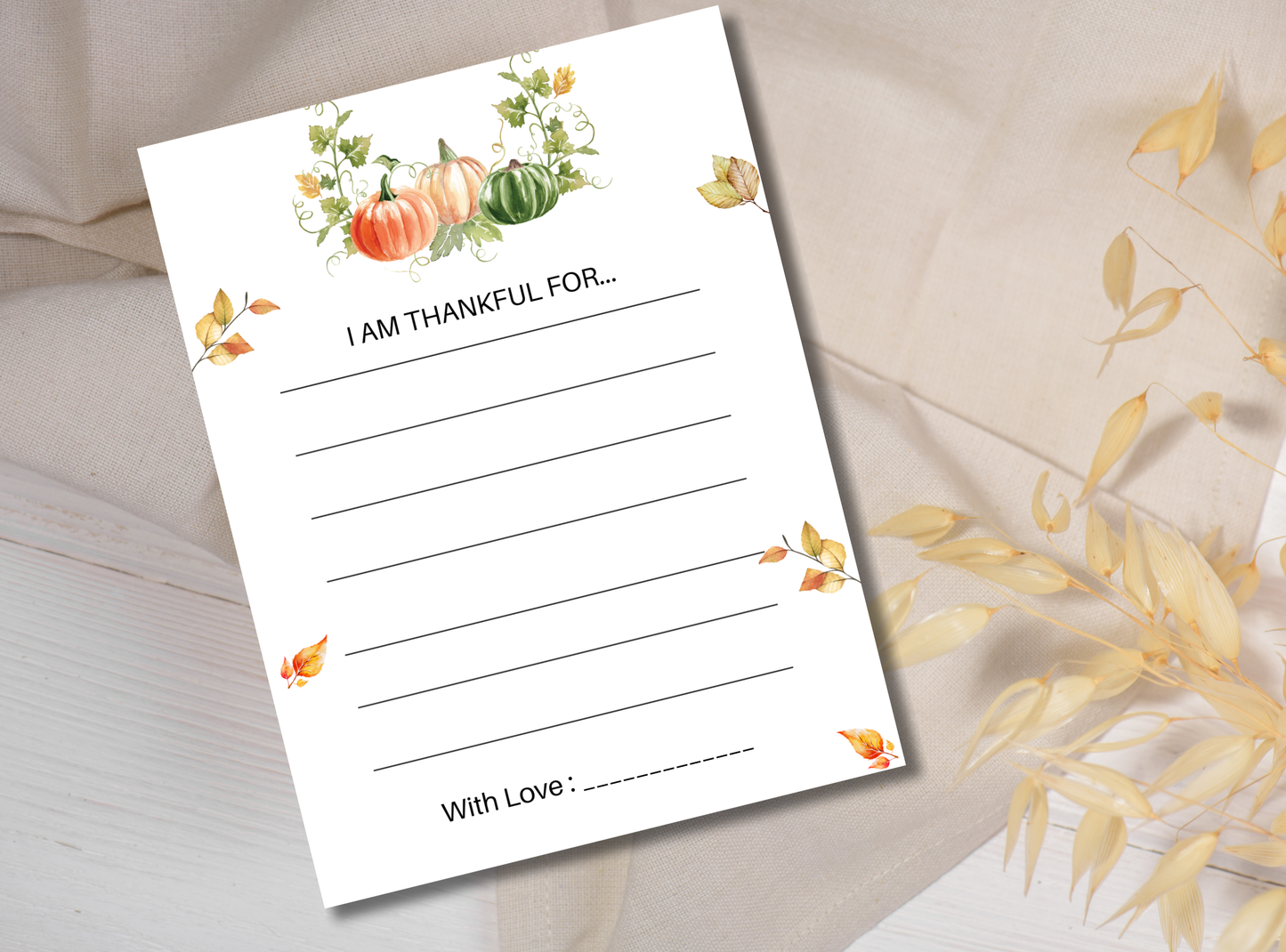 9 Printable Thanksgiving "Thankful For" Cards | Customizable Holiday Gratitude Cards