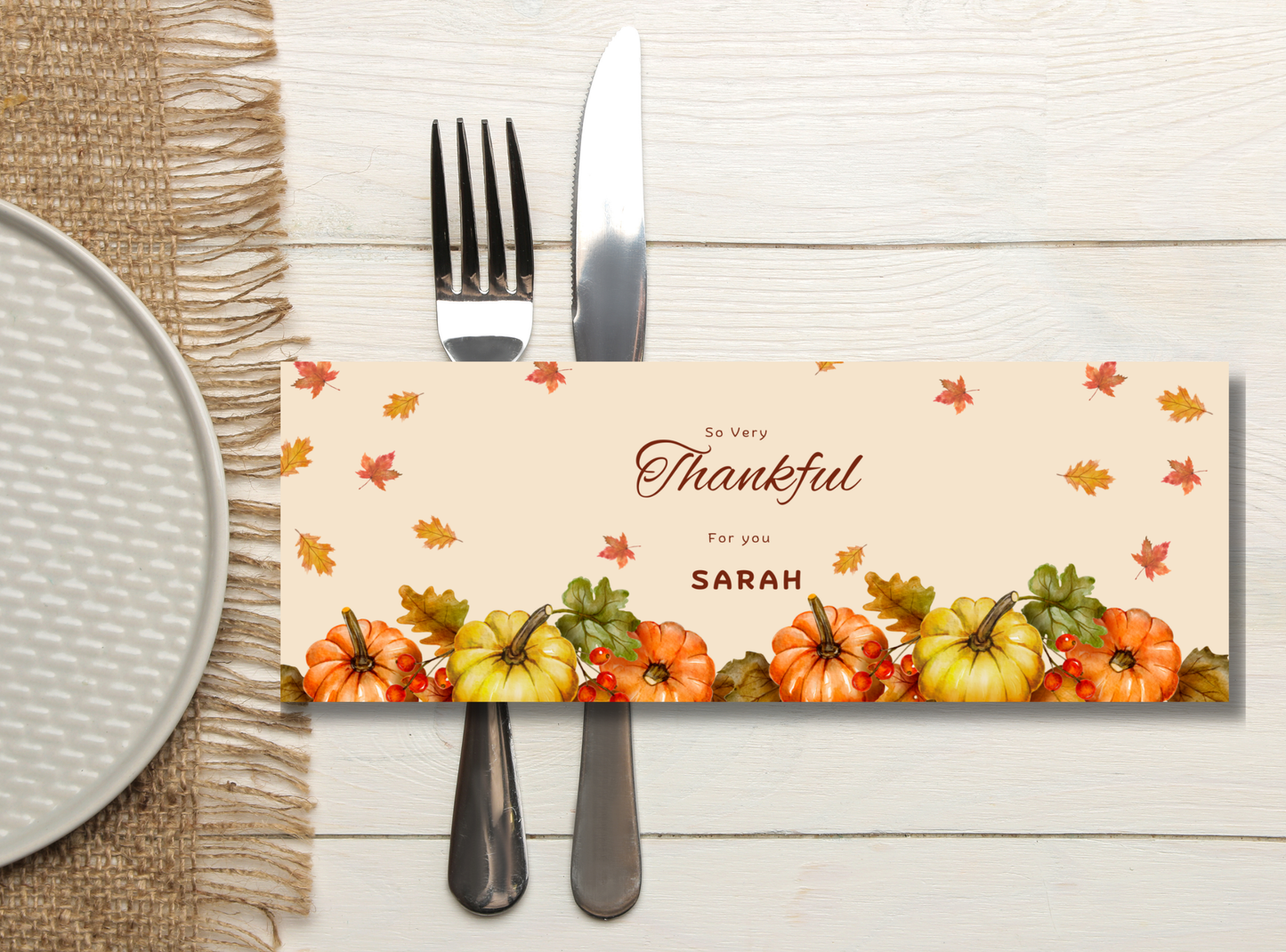 8 Editable Thanksgiving Napkin Design Template | Customizable Canva Template