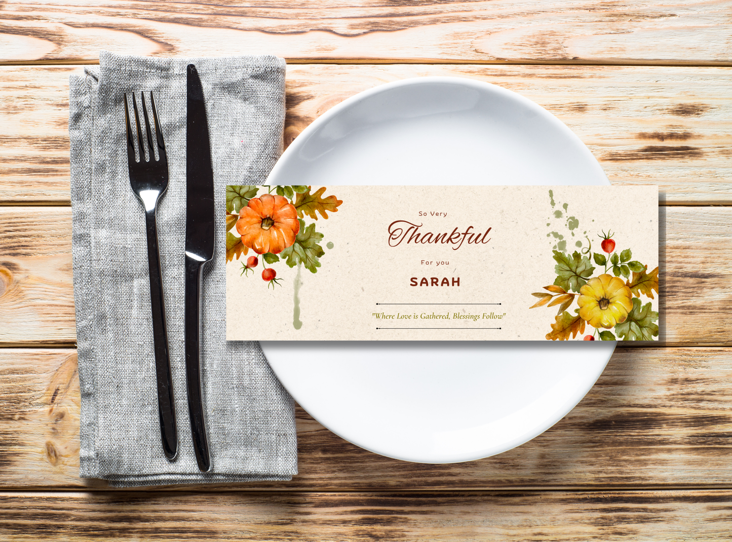 8 Editable Thanksgiving Napkin Design Template | Customizable Canva Template