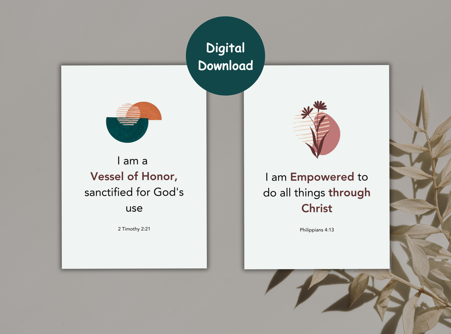 50 Bible verse affirmation cards for women, featuring encouraging scripture to boost spiritual growth and positivity, with Beautiful boho elements.