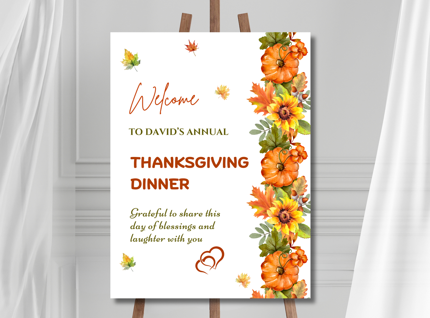 9 Editable Thanksgiving Welcome Sign Template | Customizable Canva Design