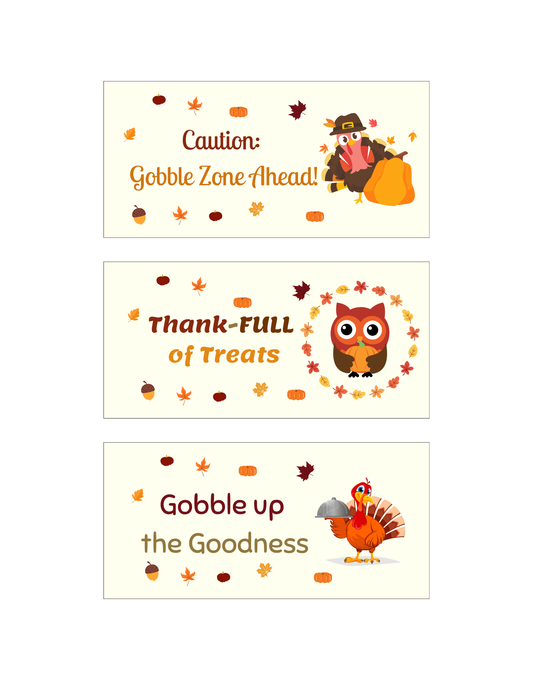 20 Printable Thanksgiving Treat Bag Toppers – Downloadable Treat bag toppers