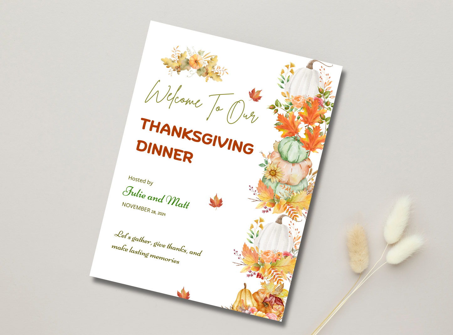 9 Editable Thanksgiving Welcome Sign Template | Customizable Canva Design