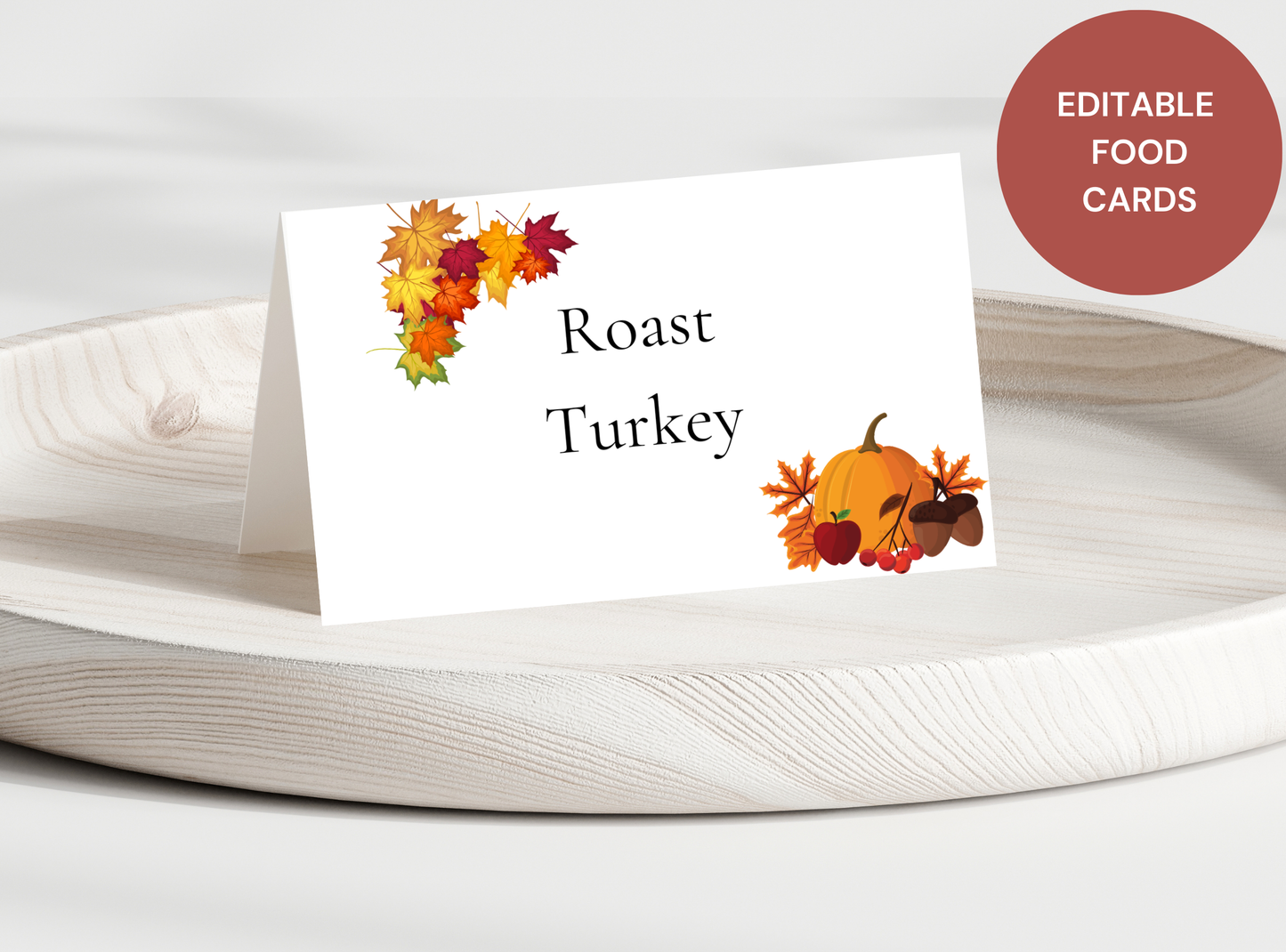 15 Editable Thanksgiving Food Cards Template - Customizable Canva Design