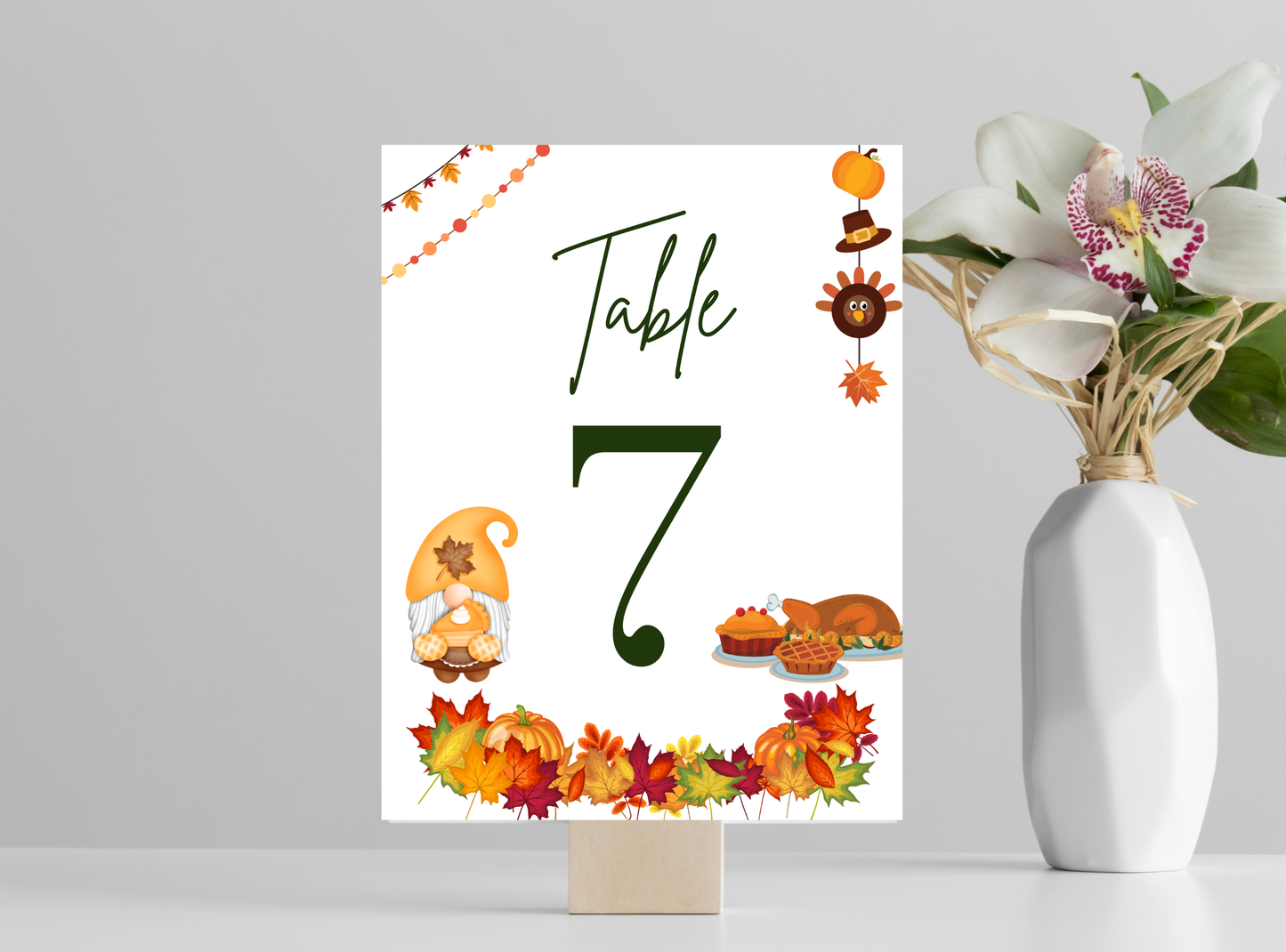 14 Editable Thanksgiving Table Numbers Template | Customizable Canva Design