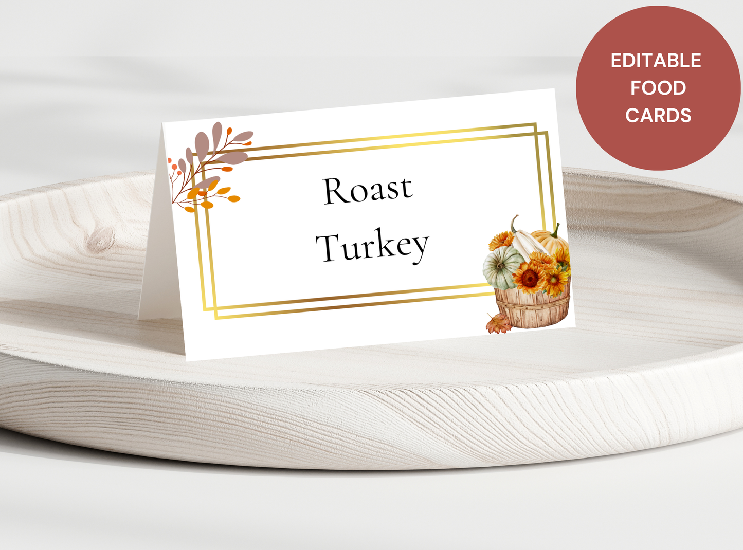 15 Editable Thanksgiving Food Cards Template - Customizable Canva Design