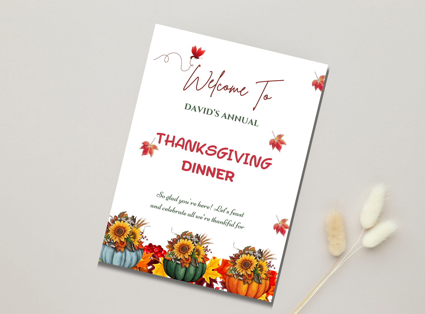 9 Editable Thanksgiving Welcome Sign Template | Customizable Canva Design