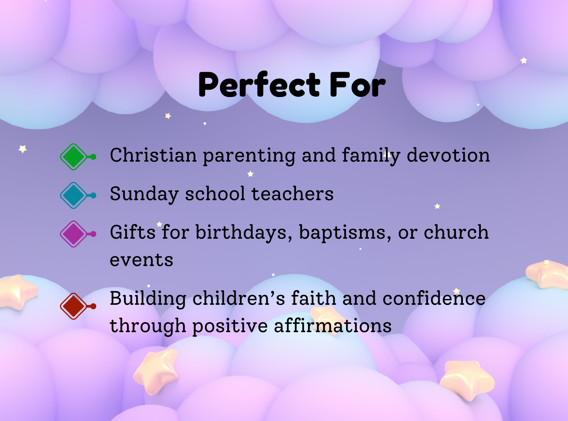 50 Christian affirmation cards for kids, with fun designs and Bible verses to build self-esteem and faith.