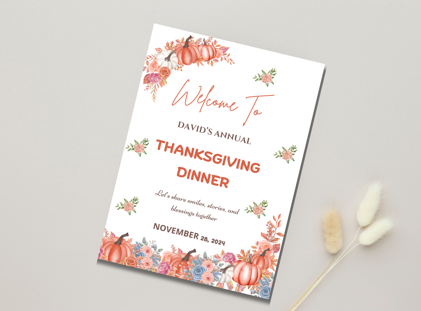 9 Editable Thanksgiving Welcome Sign Template | Customizable Canva Design