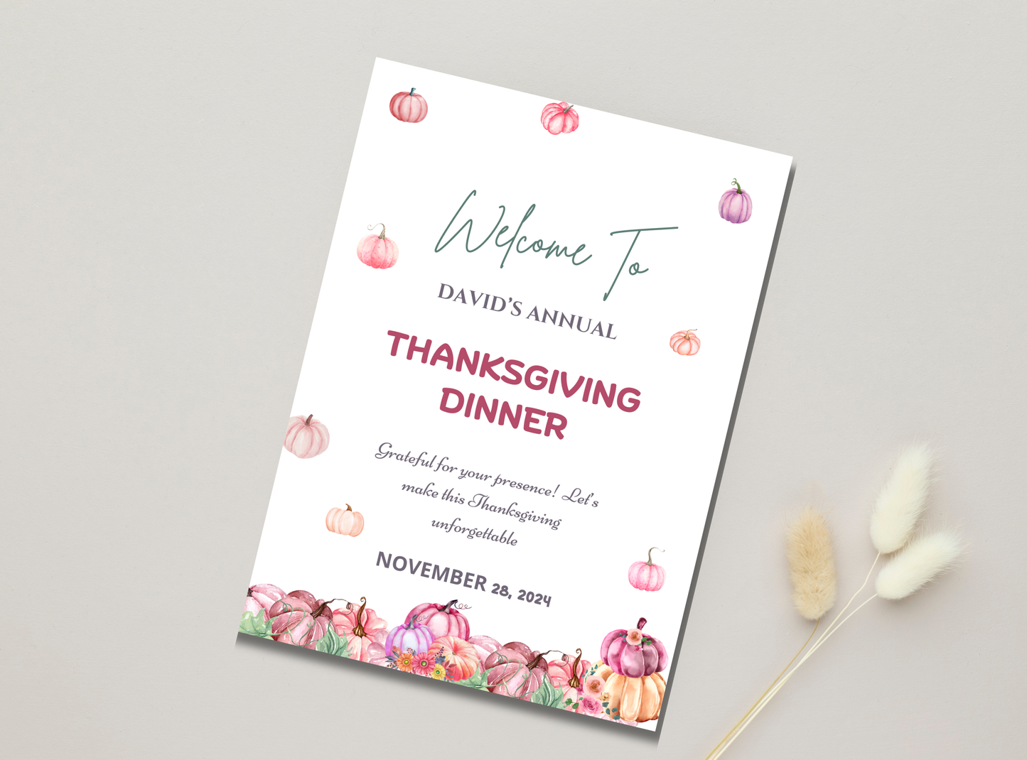 9 Editable Thanksgiving Welcome Sign Template | Customizable Canva Design