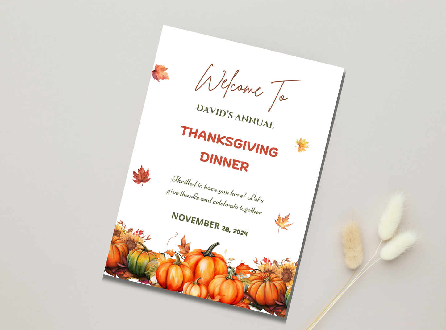 9 Editable Thanksgiving Welcome Sign Template | Customizable Canva Design