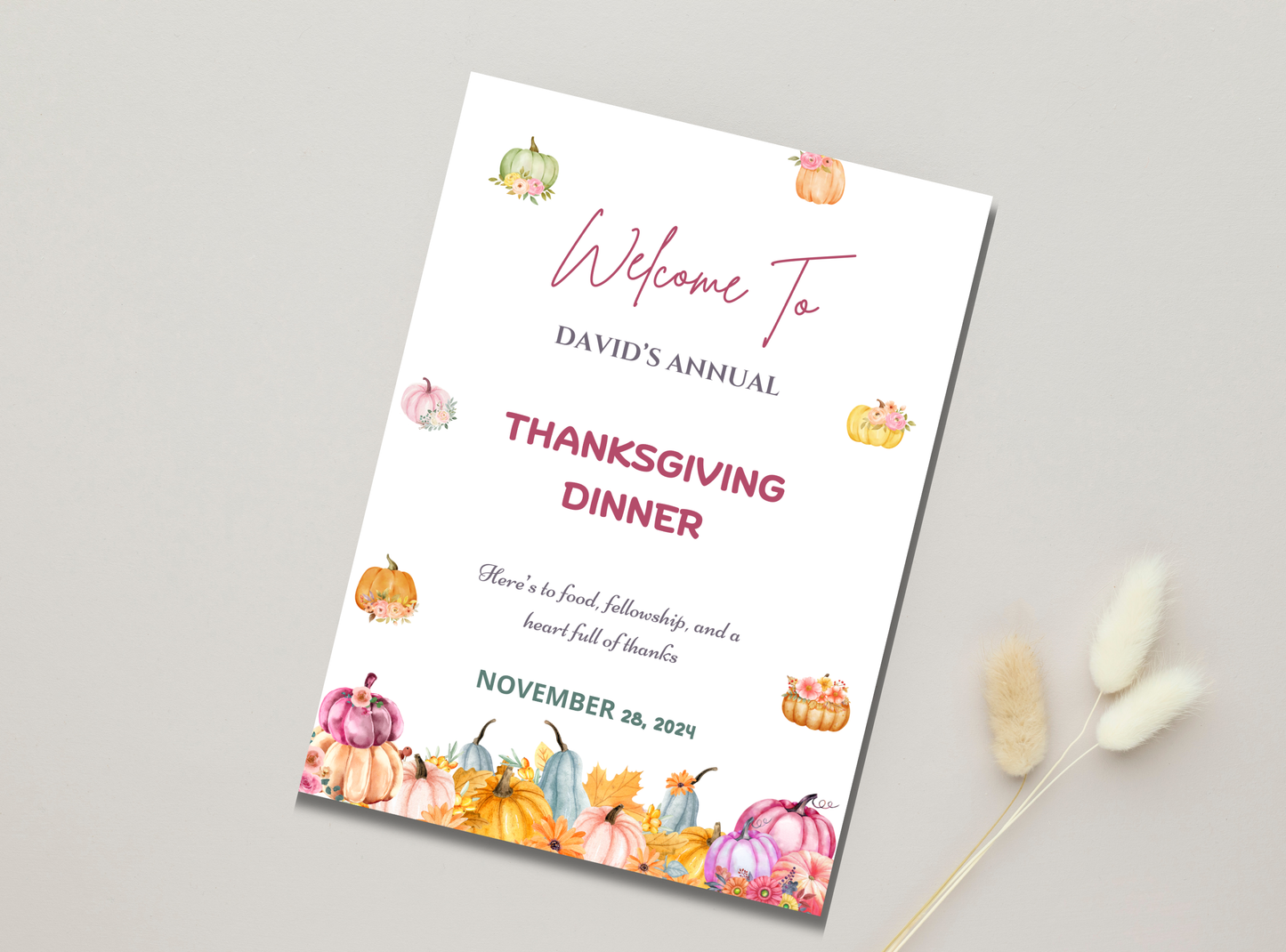 9 Editable Thanksgiving Welcome Sign Template | Customizable Canva Design