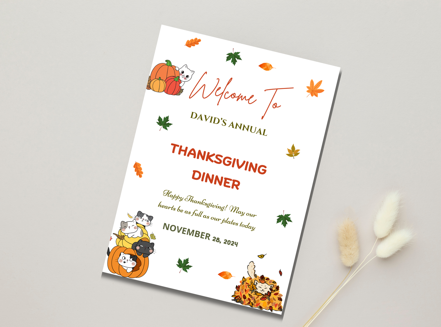 9 Editable Thanksgiving Welcome Sign Template | Customizable Canva Design