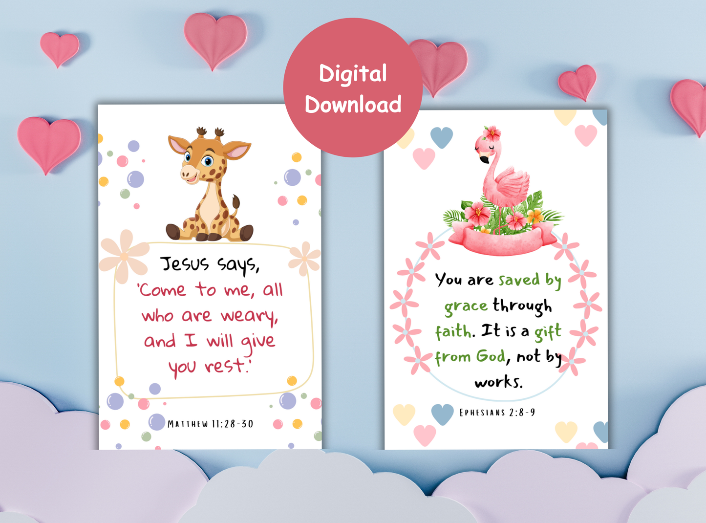 100 printable Bible scripture cards for kids, with child-friendly designs and easy-to-understand verses for young believers.