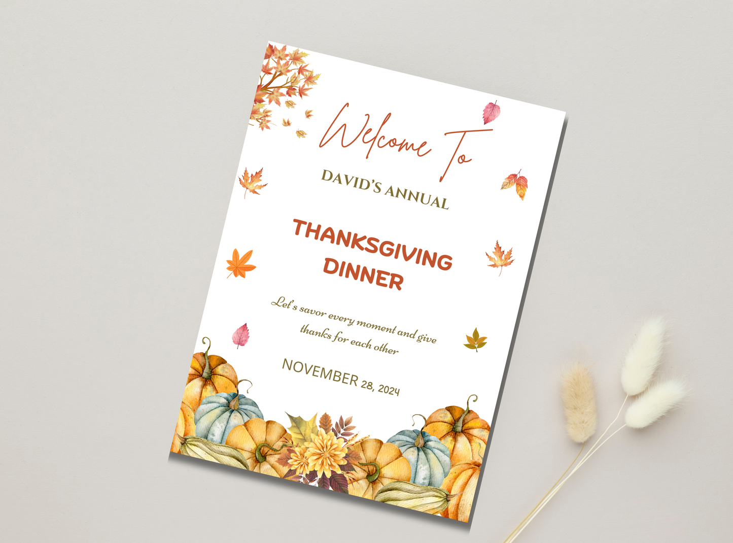 9 Editable Thanksgiving Welcome Sign Template | Customizable Canva Design