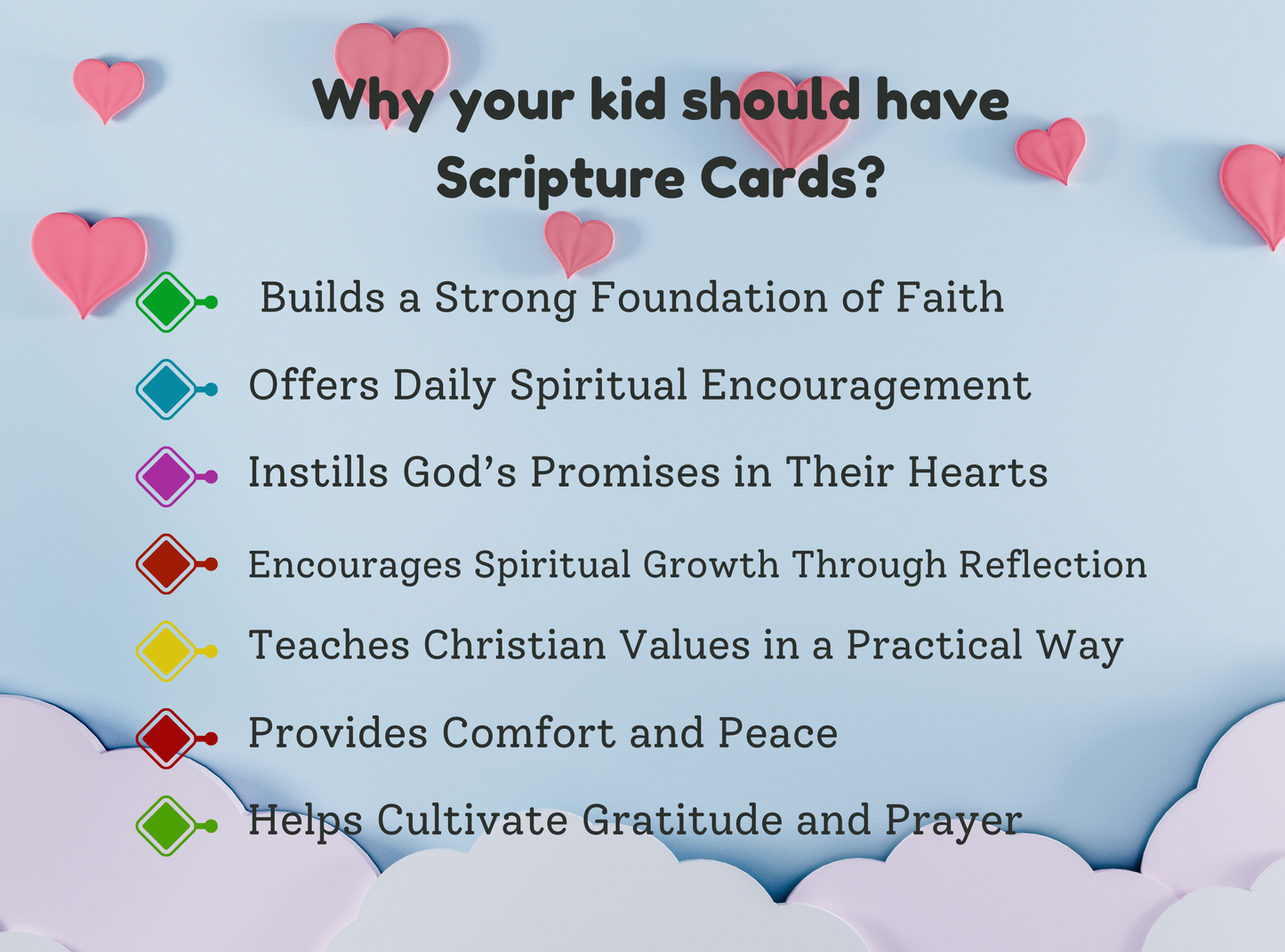 100 printable Bible scripture cards for kids, with child-friendly designs and easy-to-understand verses for young believers.