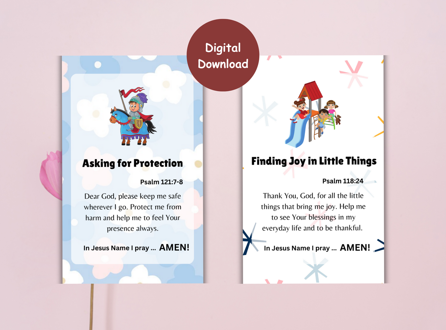 45 Scripture-Based Prayer Cards for Christian Kids | Bible Verse Prayer Cards for Children | Daily Devotion and Encouragement