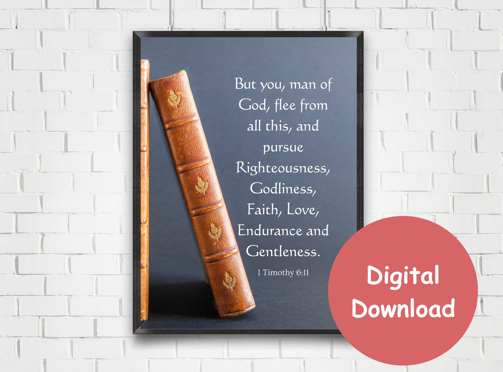 Set of 50 printable Bible verse wall art designs for men, showcasing motivational scripture in Wonderful Vintage Theme Designs.